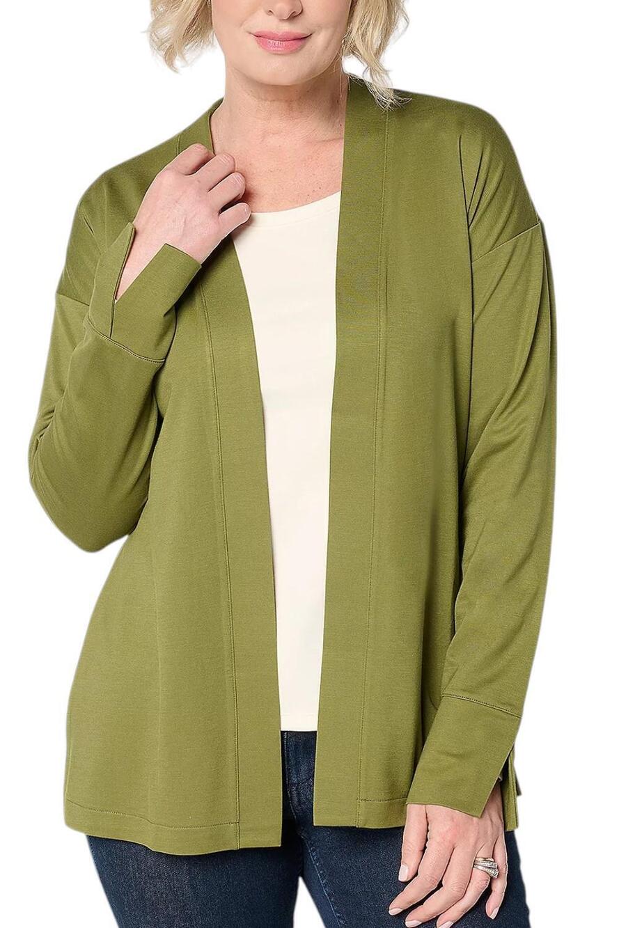 Isaac Mizrahi Live! Women's Go To Knit Open Front Cardigan Rich Olive - Plus